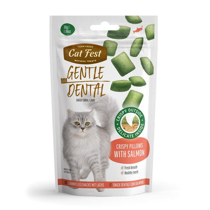 CAT FEST Gentle Dental Crispy pillows with Salmon Cream - 30Gr - Petzone Kenya