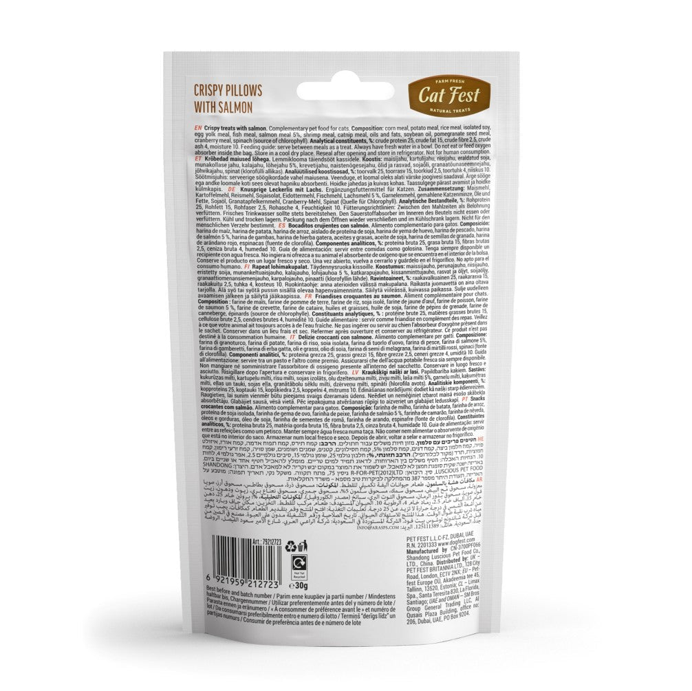 CAT FEST Gentle Dental Crispy pillows with Salmon Cream - 30Gr - Petzone Kenya