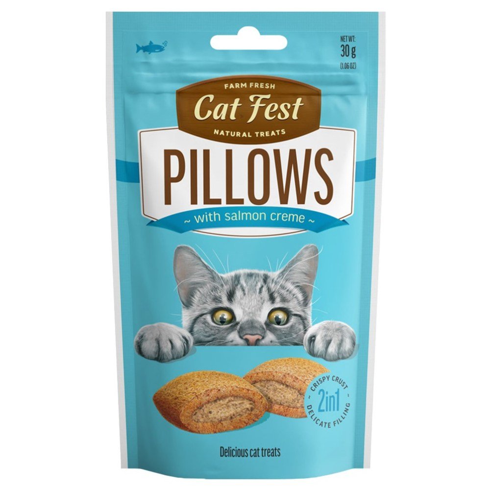 CAT FEST Pillows with Salmon Creme - 30Gr - Petzone Kenya