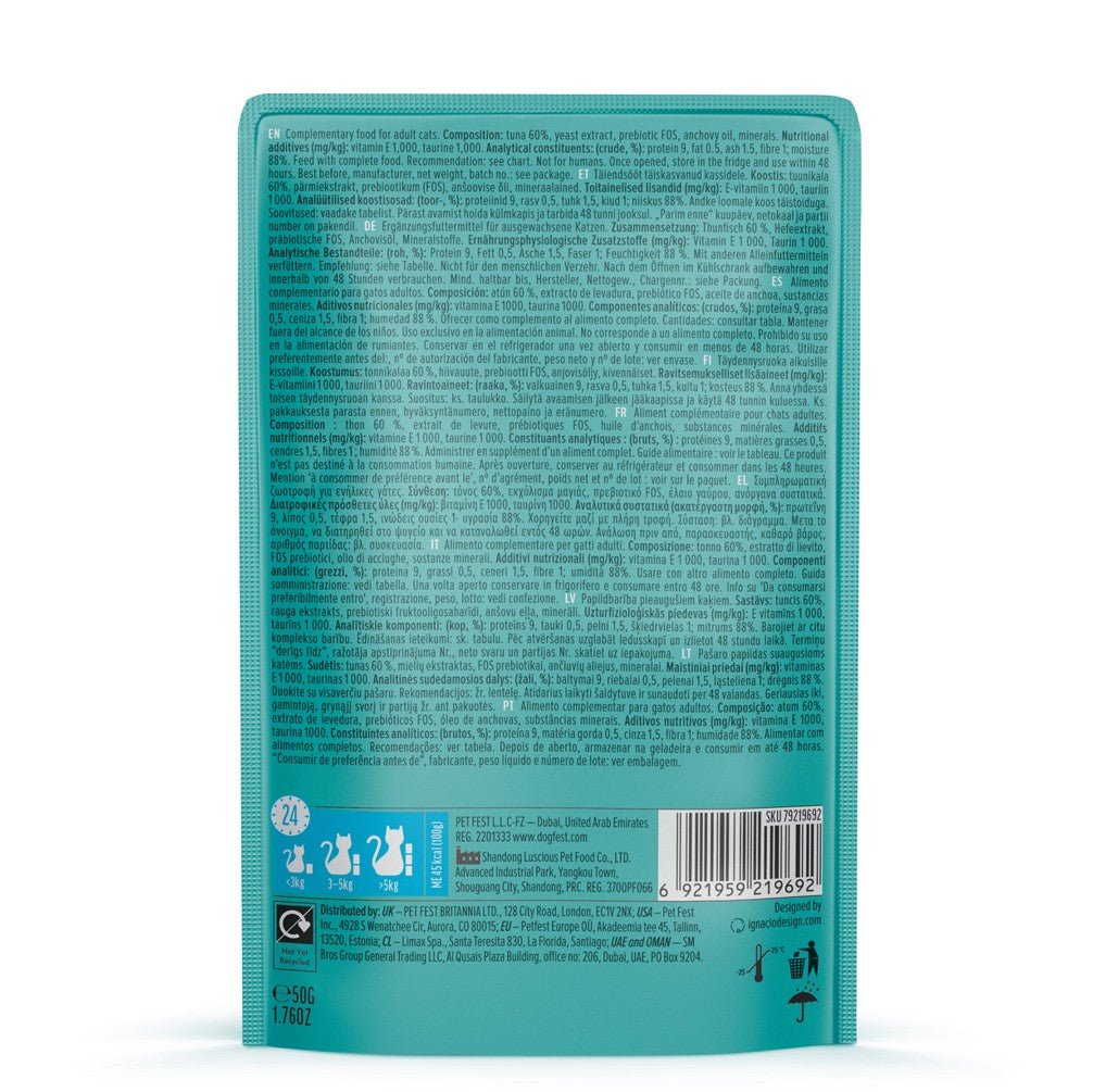 CAT FEST Pouches Red Tuna in tender jelly - 50Gr - Petzone Kenya