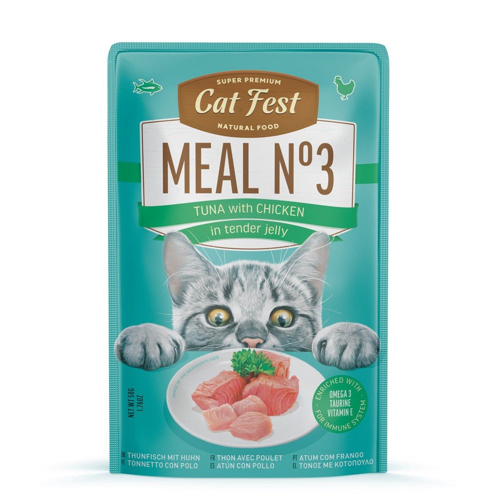 CAT FEST Pouches Red Tuna with Chicken in tender jelly - 50Gr - Petzone Kenya