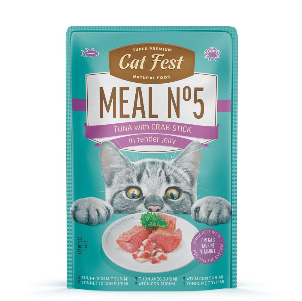 CAT FEST Pouches Red Tuna with Crab Stick in tender jelly - 50Gr - Petzone Kenya