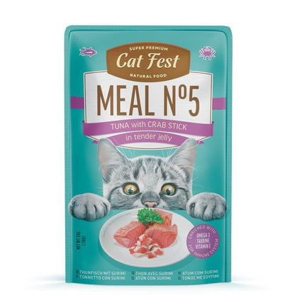 CAT FEST Pouches Red Tuna with Crab Stick in tender jelly - 50Gr - Petzone Kenya