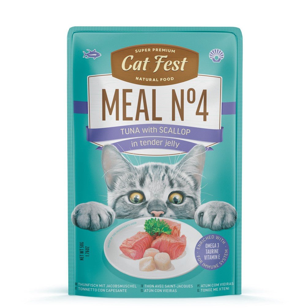 CAT FEST Pouches Red Tuna with Scallop in tender jelly - 50Gr - Petzone Kenya