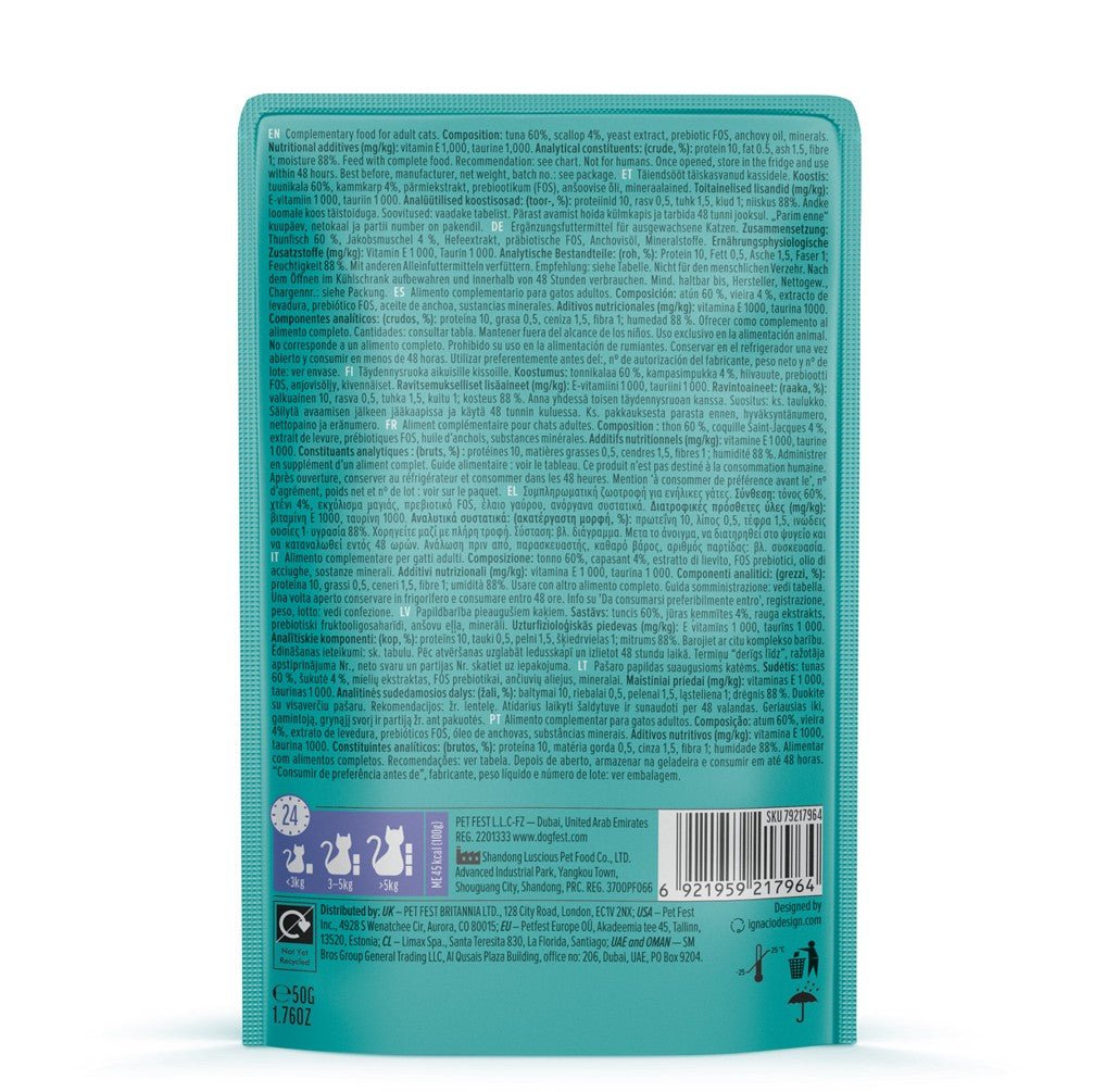 CAT FEST Pouches Red Tuna with Scallop in tender jelly - 50Gr - Petzone Kenya