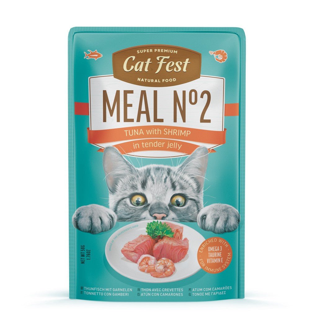CAT FEST Pouches Red Tuna with Shrimp in tender jelly - 50Gr - Petzone Kenya