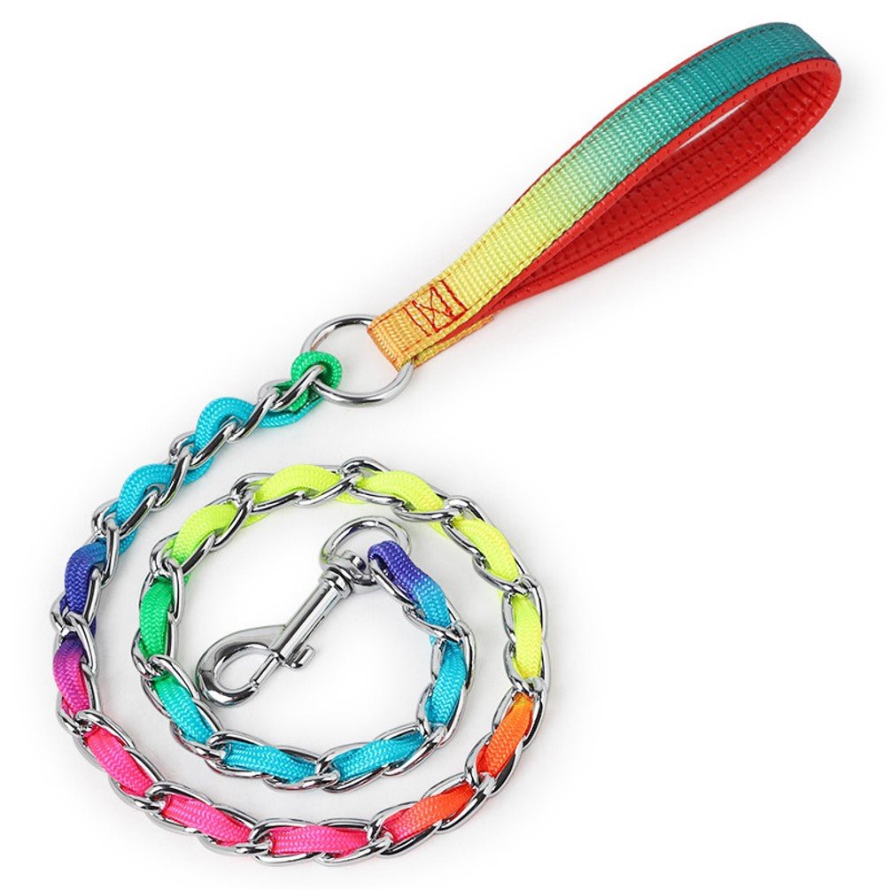 Chain Leash With Padded Handle Rainbow - Petzone Kenya