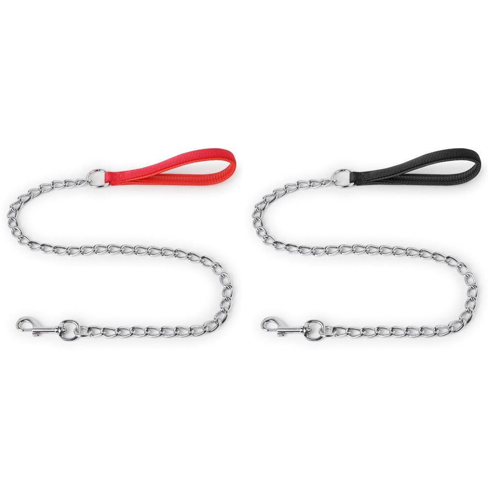 Chain Leash with Padded Handle Red/Black - Petzone Kenya