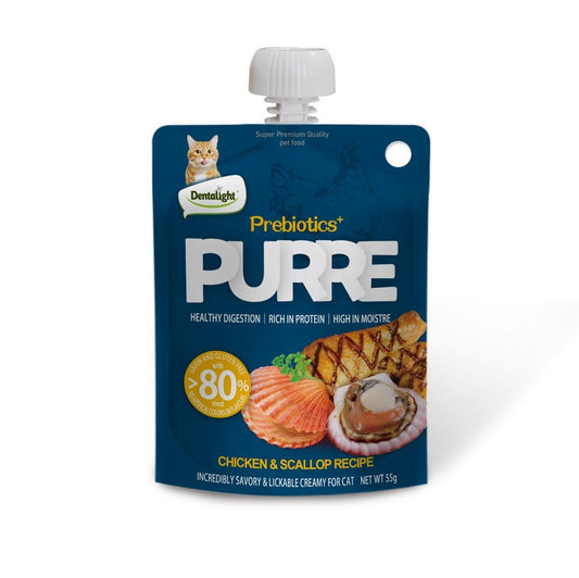 DENTALIGHT Prebiotics+ PURRE (Chicken & Scallop) 55Gr - Petzone Kenya
