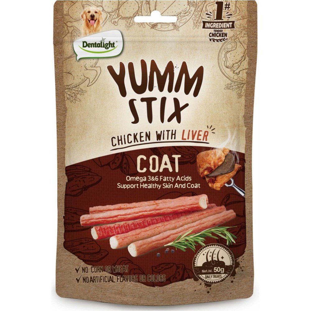 Dentalight Yumm Stix Dog Treats - Chicken with Liver (Coat) 50Gr - Petzone Kenya