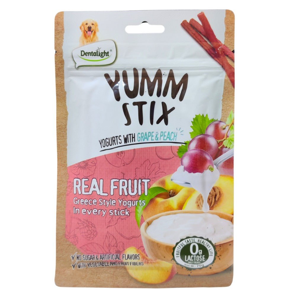 Dentalight Yumm Stix Wet & Soft - Yoghurts with Grape & Peach 70Gr - Petzone Kenya