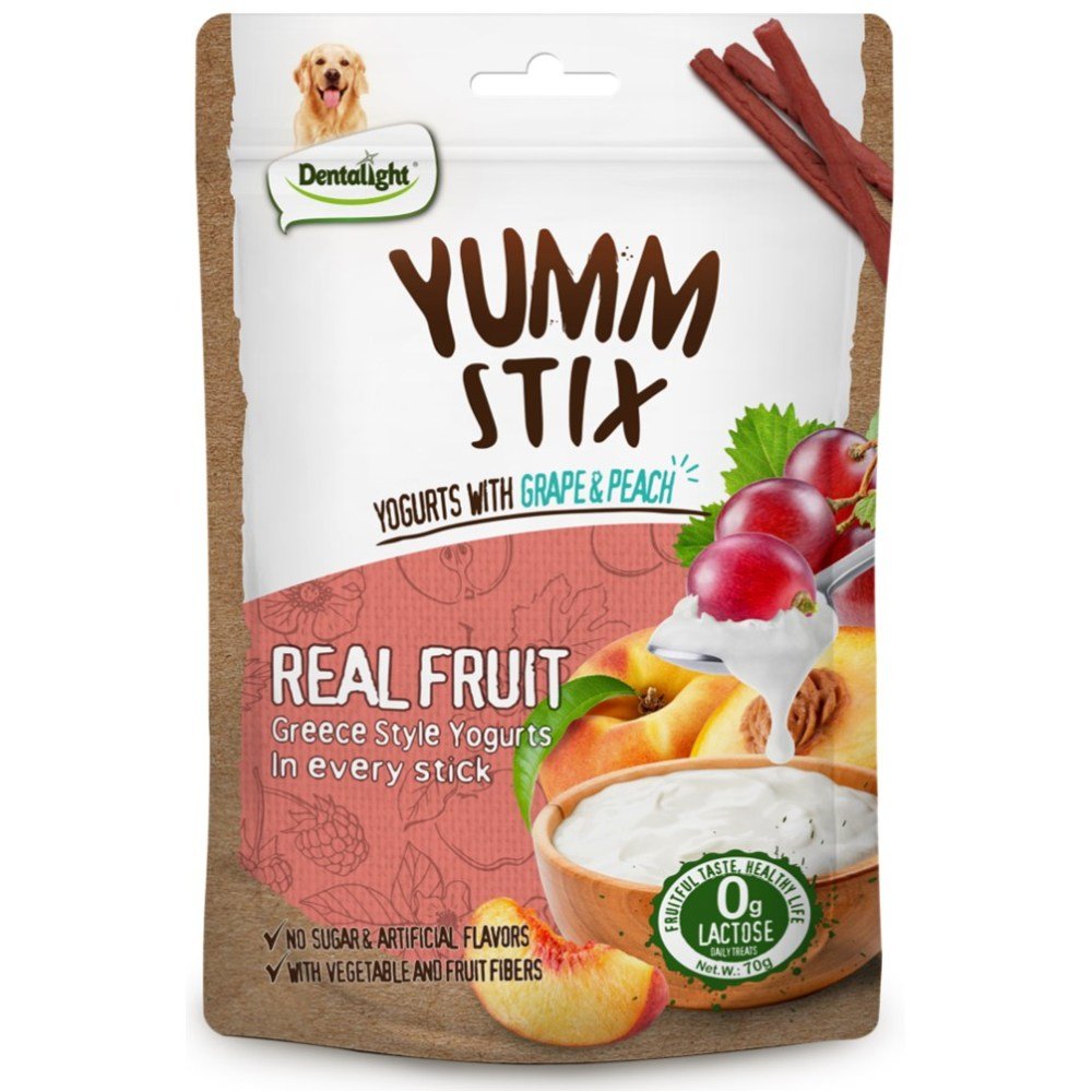 Dentalight Yumm Stix Wet & Soft - Yoghurts with Grape & Peach 70Gr - Petzone Kenya