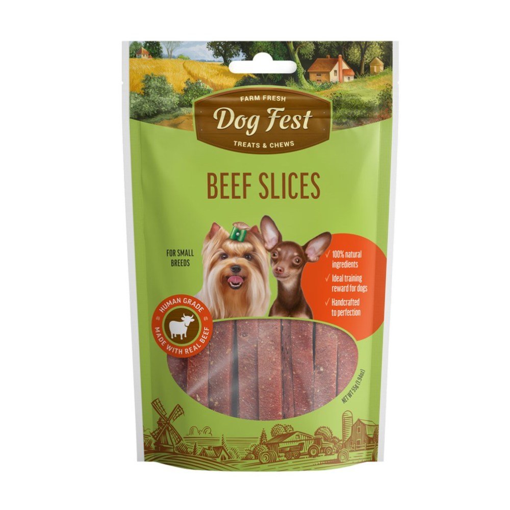 DOG FEST Beef Slices for Small Breeds - 55Gr - Petzone Kenya