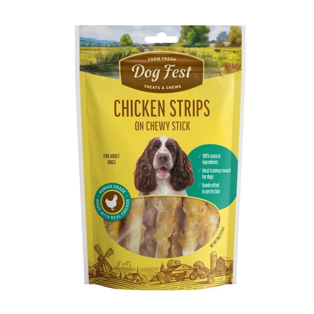 DOG FEST Chicken Strips on Chewy Stick for Adult Dogs - 90Gr - Petzone Kenya