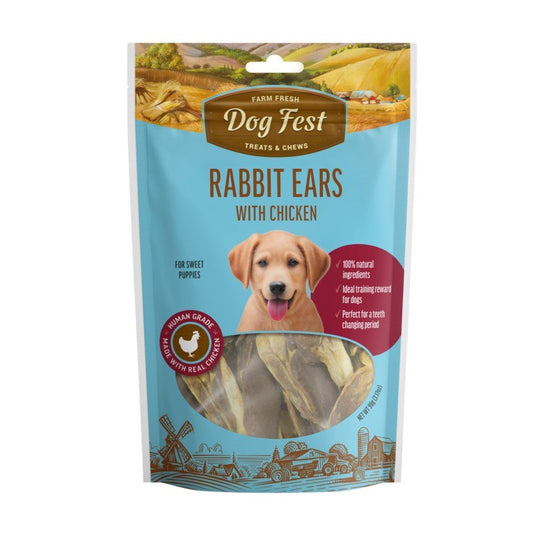 DOG FEST Puppy Rabbit Ears With Chicken - 90Gr - Petzone Kenya