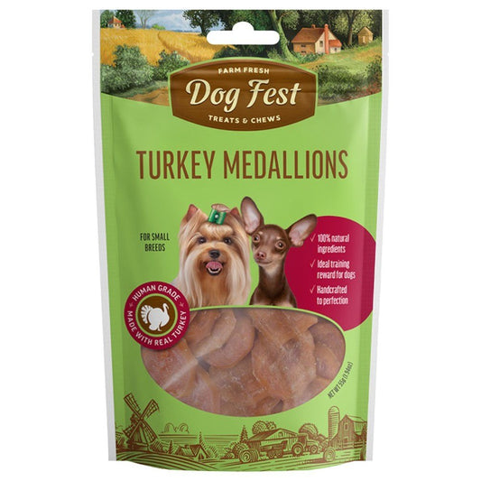 DOG FEST Turkey Medallions for Small Breeds - 55Gr - Petzone Kenya