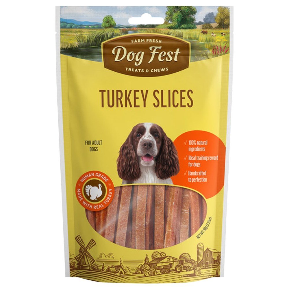 DOG FEST Turkey Slices for Adult Dogs - 90Gr - Petzone Kenya