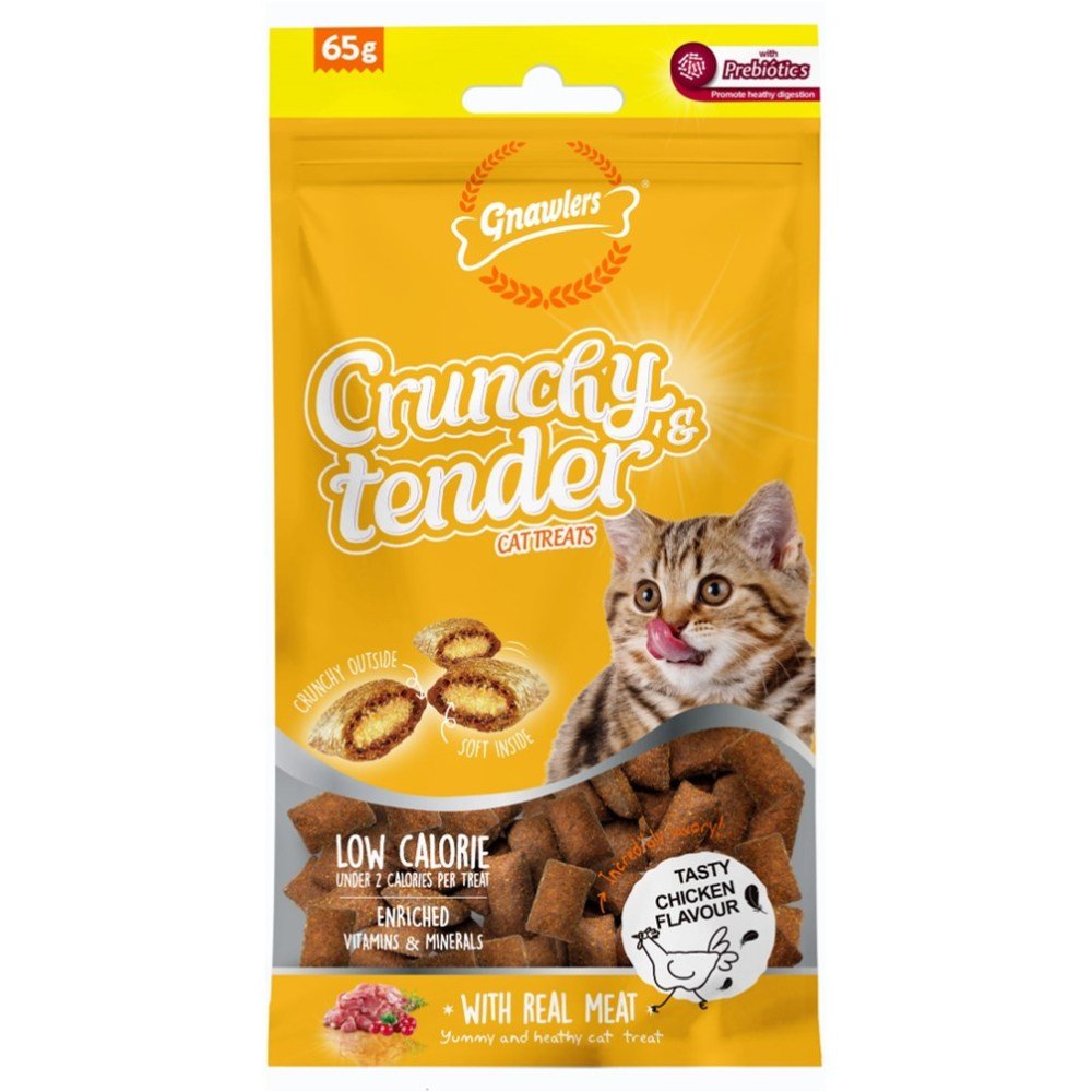 Gnawlers Crunchy & Tender Cat Treats - Chicken Flavour 65Gr - Petzone Kenya