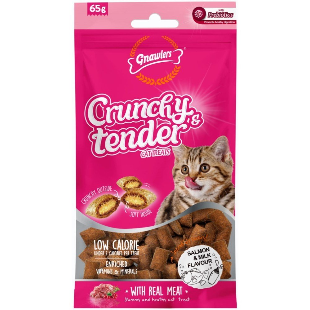 Gnawlers Crunchy & Tender Cat Treats - Salmon & Milk Flavour 65Gr - Petzone Kenya