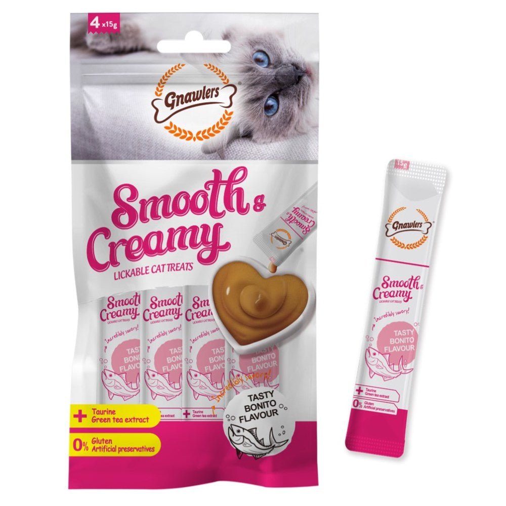 Gnawlers Smooth & Creamy Cat Treats - Tasty Bonito Flavour 4pcsx15Gr - Petzone Kenya