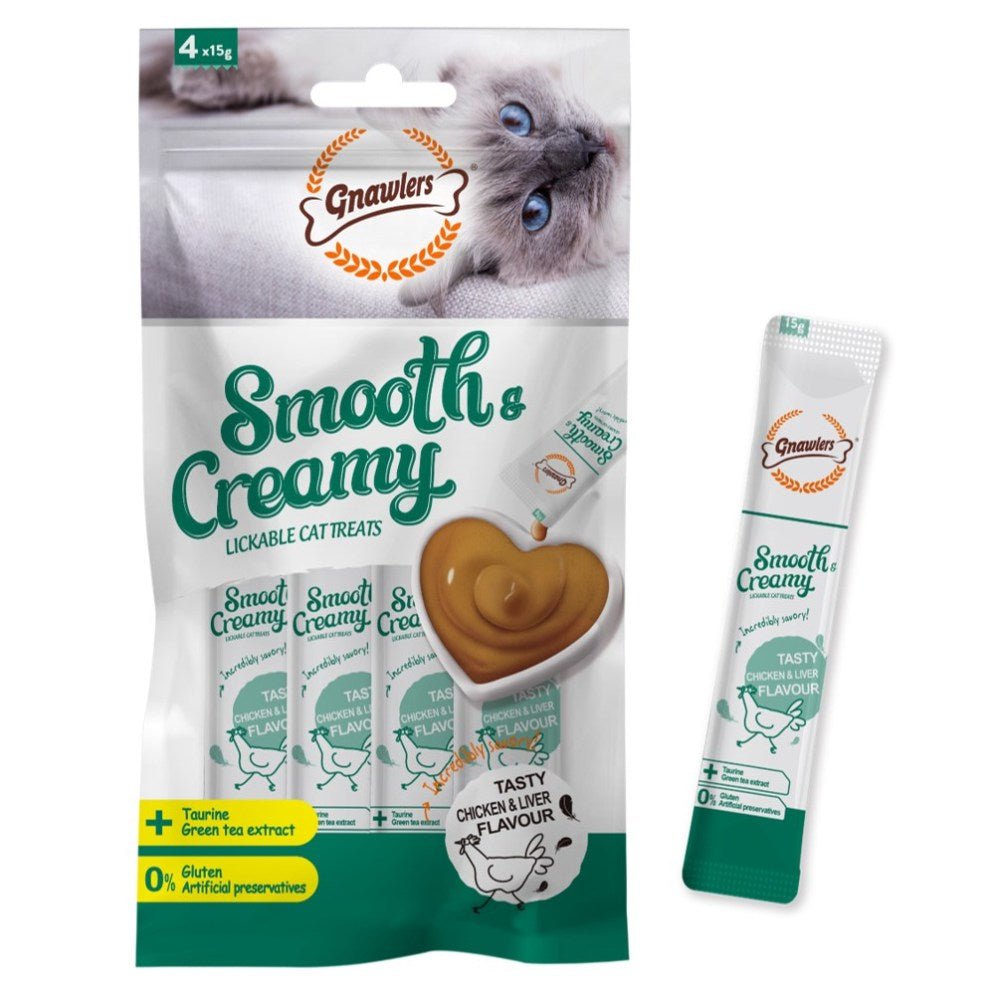 Gnawlers Smooth & Creamy Cat Treats - Tasty Chicken & Liver Flavour 4pcsx15Gr - Petzone Kenya