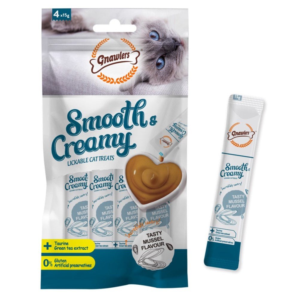 Gnawlers Smooth & Creamy Cat Treats - Tasty Mussel Flavour 4pcsx15Gr - Petzone Kenya