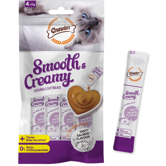 Gnawlers Smooth & Creamy Cat Treats - Tasty Salmon Flavour 4pcsx15Gr - Petzone Kenya