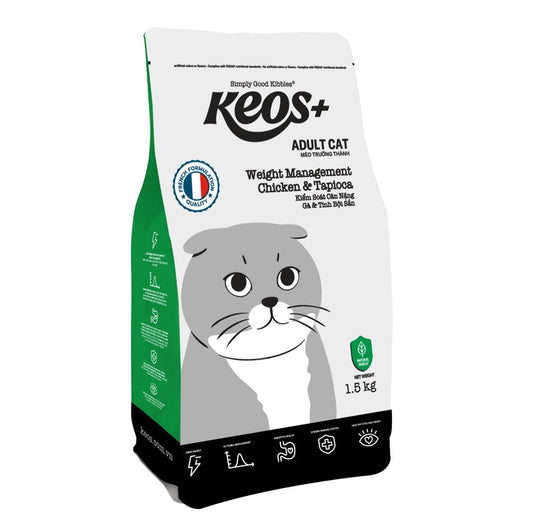 KEOS+ Adult Cat Weight Management - Chicken & Tapioca 1.5Kg - Petzone Kenya