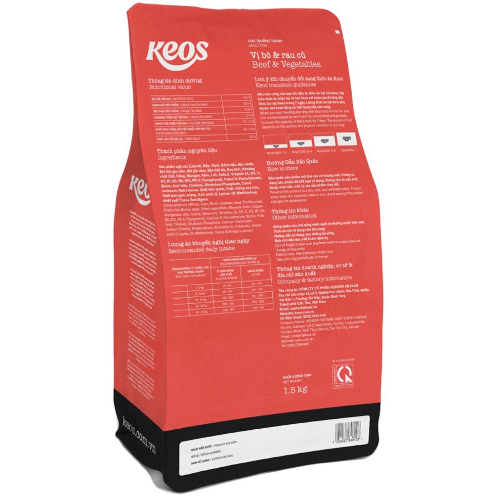 KEOS Adult Dog Food – Beef and Vegetables - Petzone Kenya
