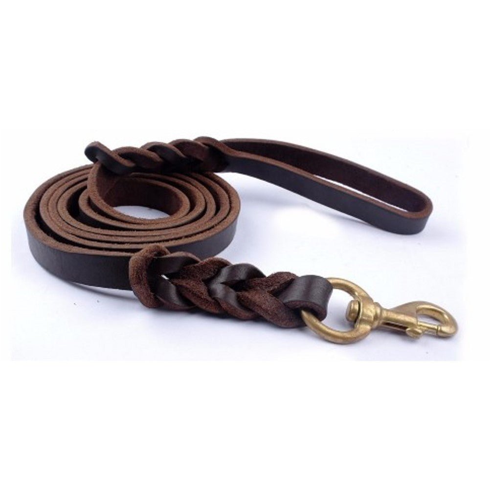 Leather Dog Leash (Brass Buckle )Brown 1.2*120cm - Petzone Kenya