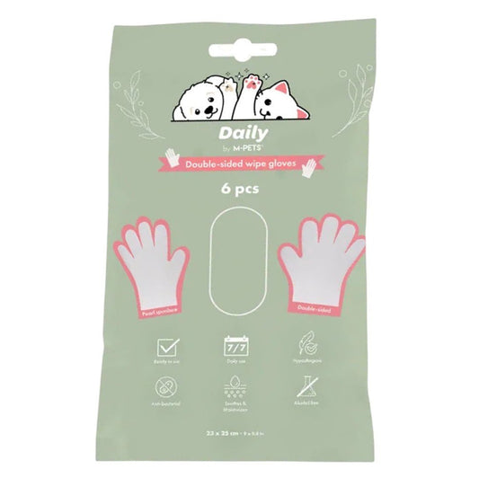 M–Pets DAILY Double–sided wipe gloves – 6 pcs - Petzone Kenya