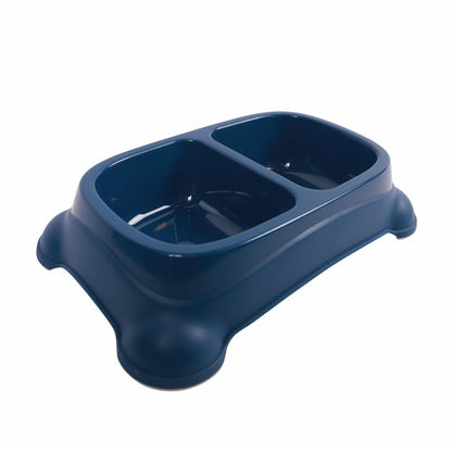 M–Pets PLASTIC DOUBLE BOWL – Black, Blue, Turquoise - Petzone Kenya