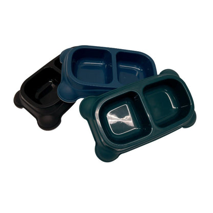 M–Pets PLASTIC DOUBLE BOWL – Black, Blue, Turquoise - Petzone Kenya