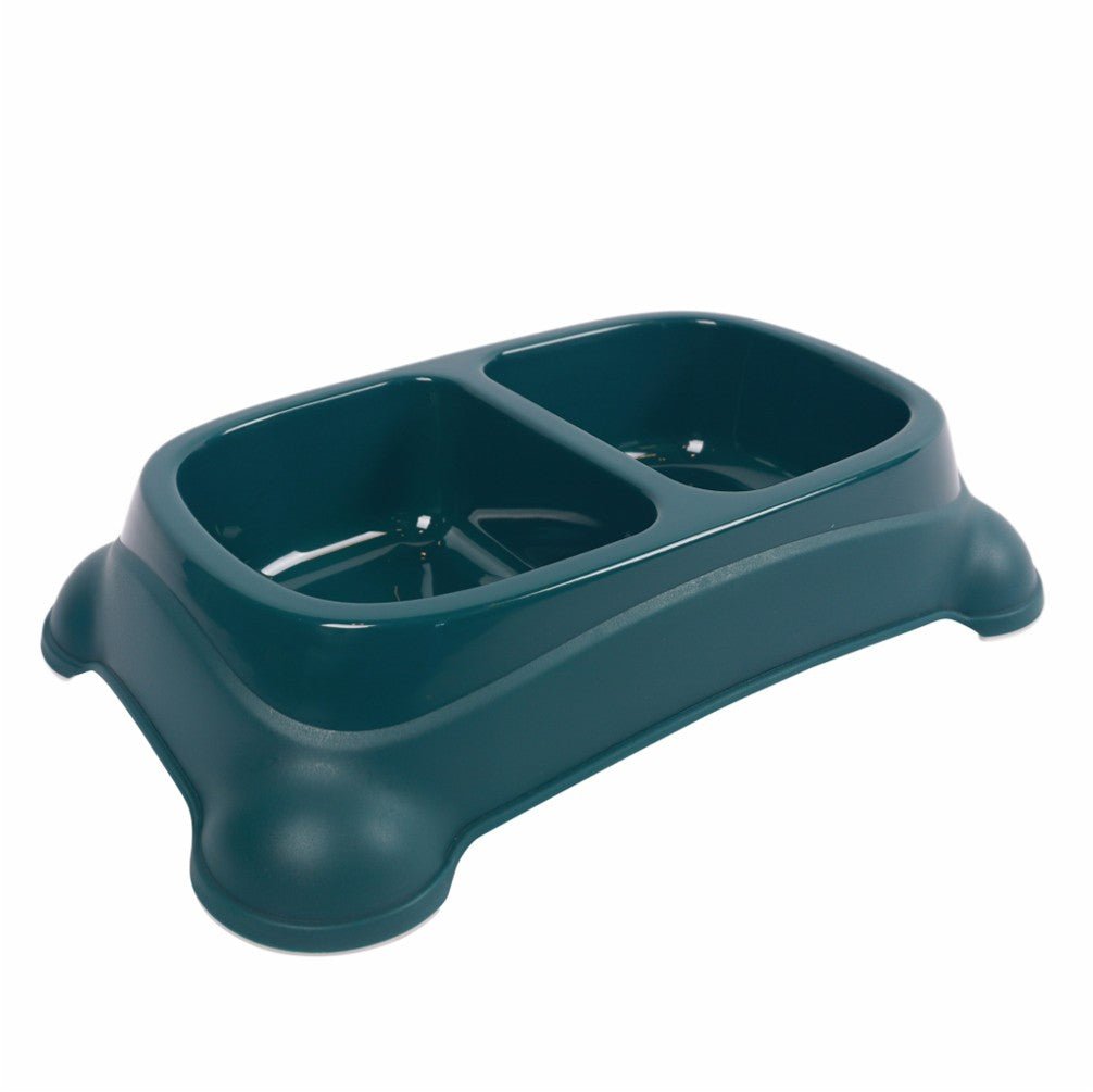 M–Pets PLASTIC DOUBLE BOWL – Black, Blue, Turquoise - Petzone Kenya