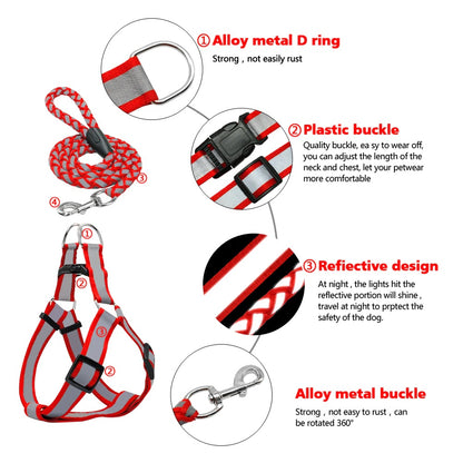 Reflective Leash With Harness Set