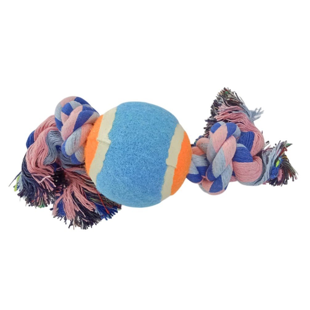 Rope And Tennis Ball Toy 23.7cm 110g - Petzone Kenya
